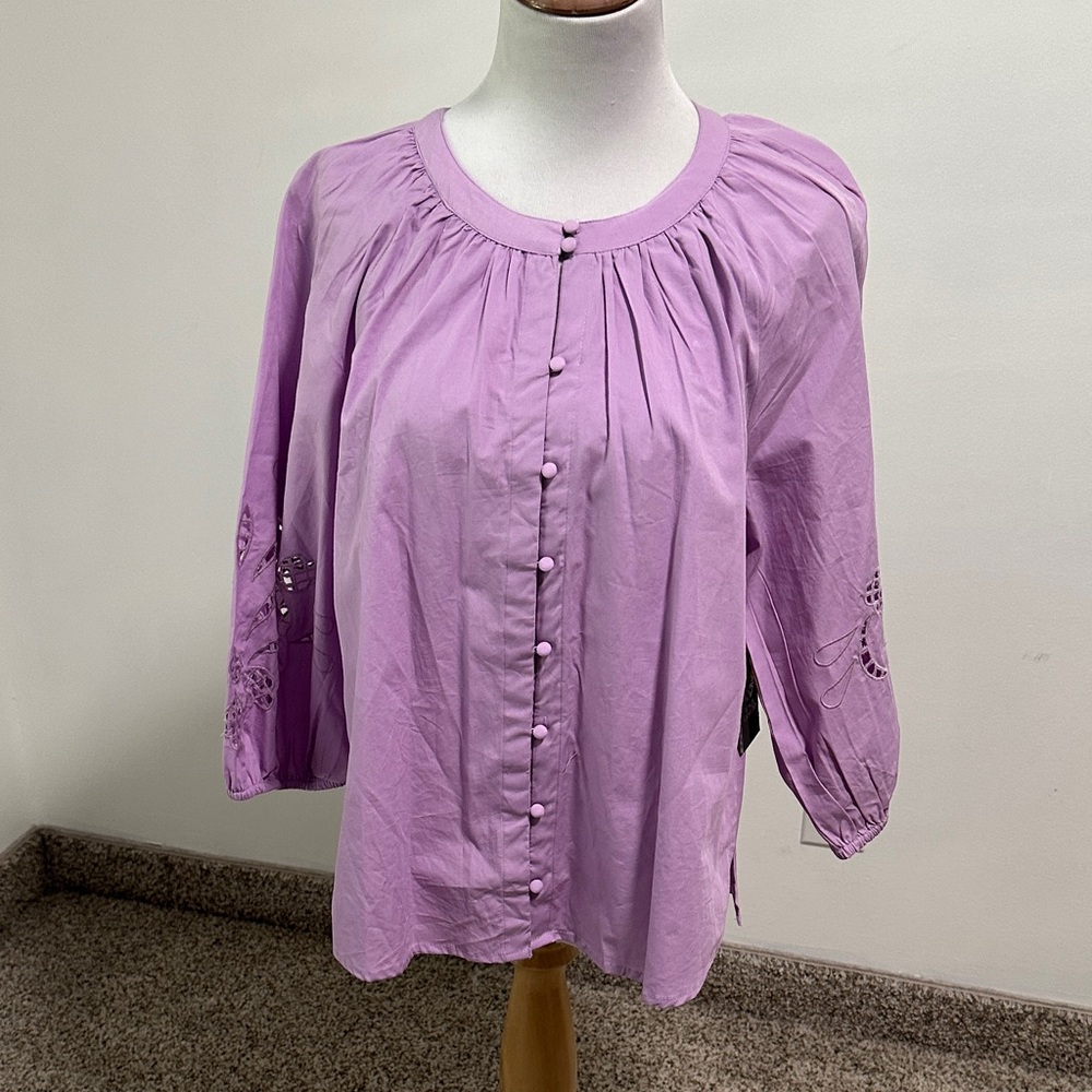 🌴 NWT Vince Camuto 3/4 Sleeve Button Up Blouse